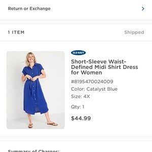 Old navy dress new with tags. Never worn. Size 4x